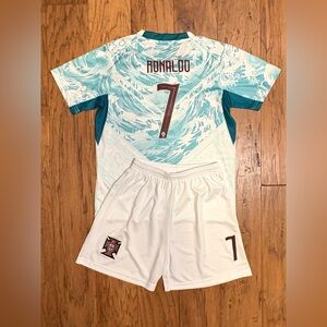 Kids Teal and White Soccer Jersey Set